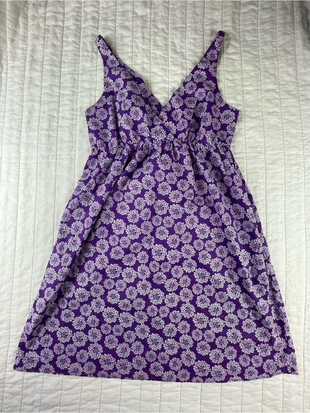 Old Navy Purple Floral V-Neck Cotton Women's Dress w/ Pockets Small